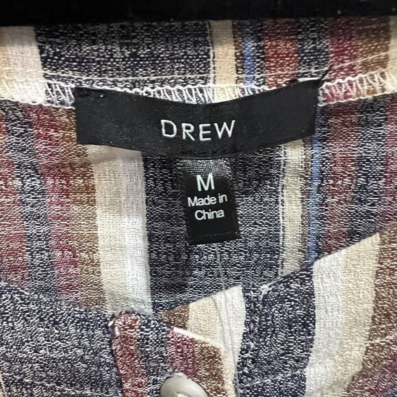 DREW Anthropologie Striped Short Sleeve Tie Front Button-Up Top Size Medium M - Picture 4 of 8